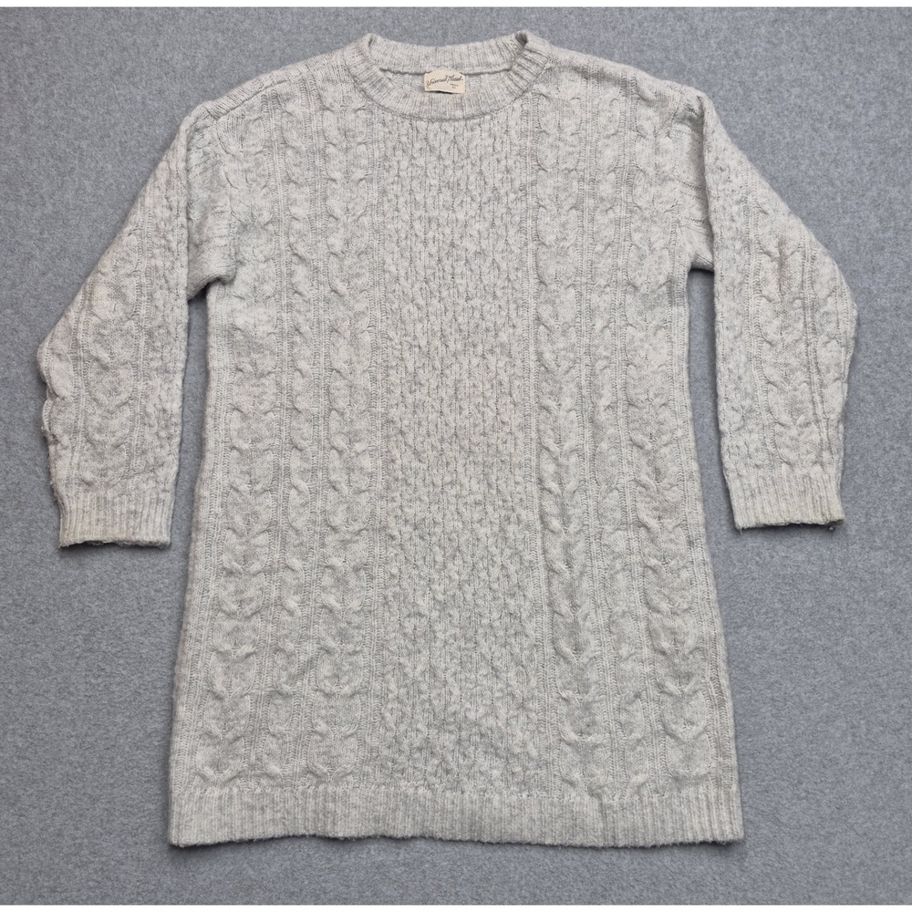Universal Thread Sweater Womens M Grey Dress Heather Cable Knit Crew Neck Long